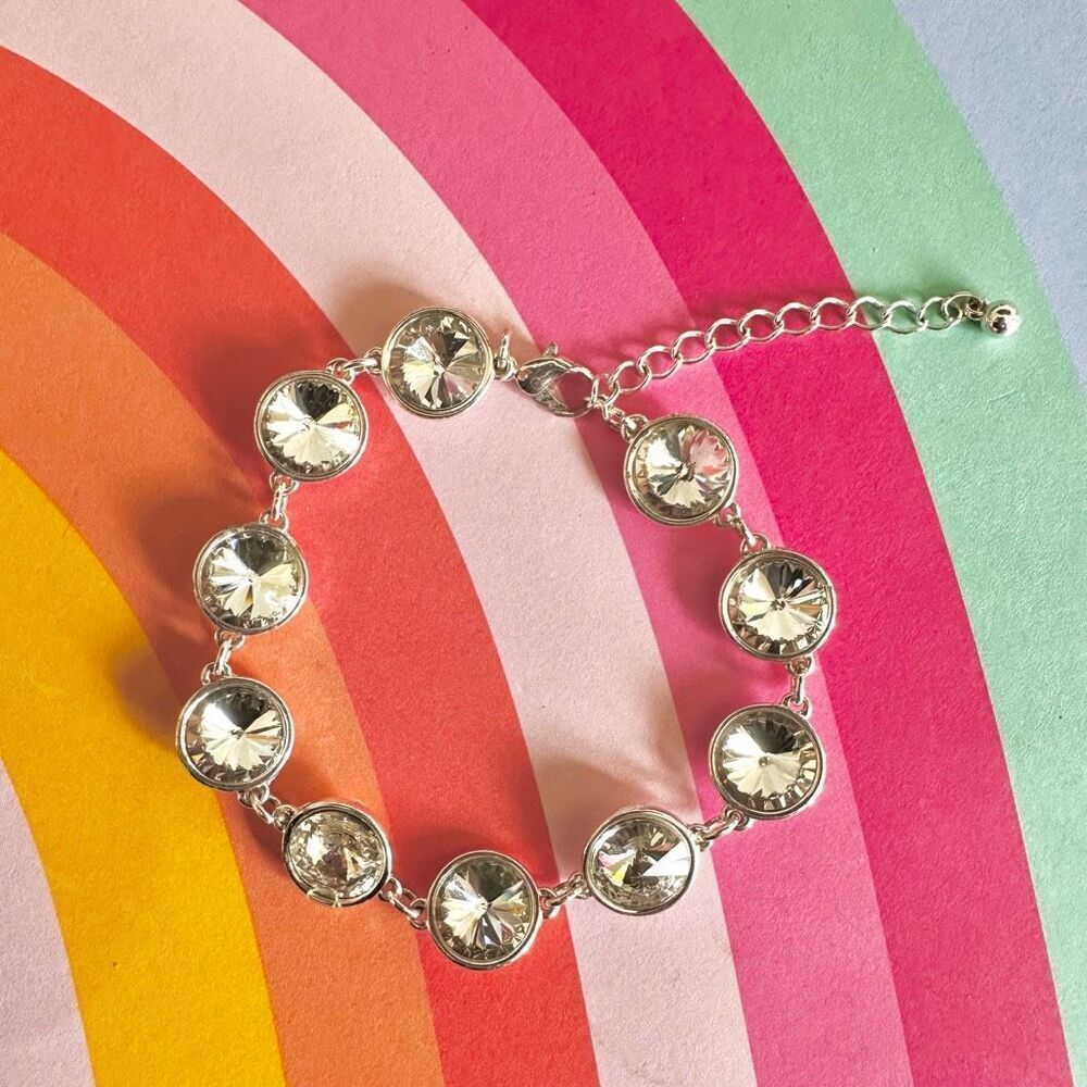 Silver tone rhinestone bracelet